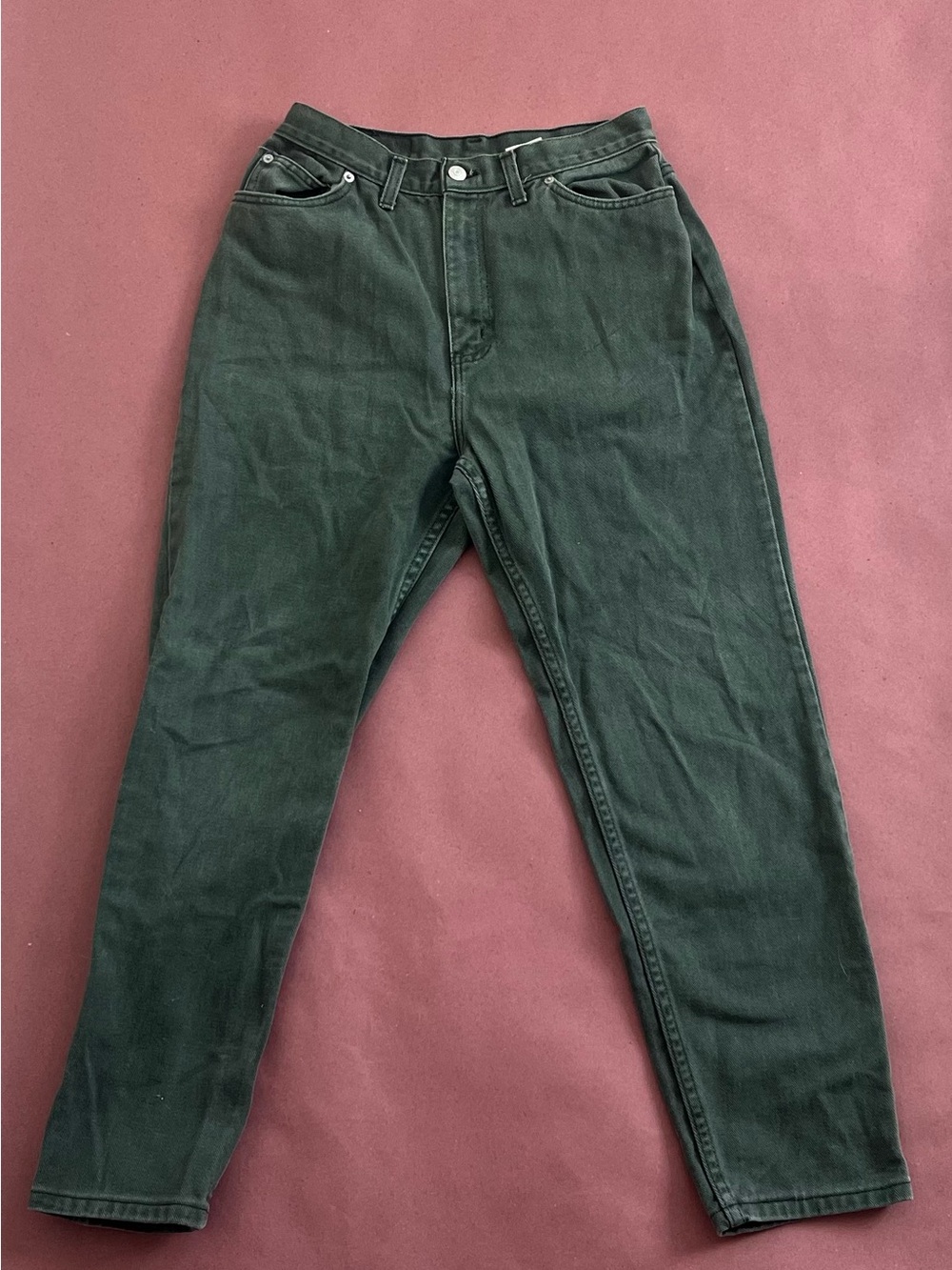 Women’s Dark Green Faded Glory Straight-Leg Jeans